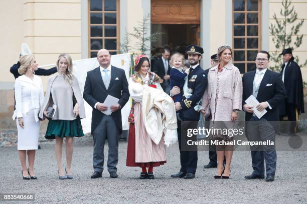 Carolina Pihl, Sara Hellqvist, Thomas de Toledo Sommerlath, Prince Gabriel of Sweden, Duke of Dalarna held by Princess Sofia of Sweden and Prince...