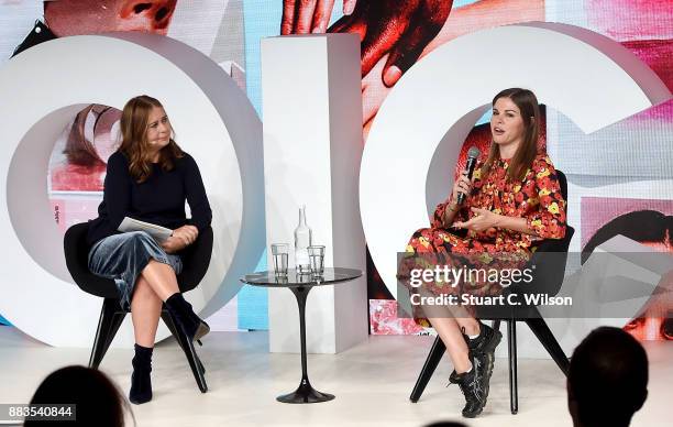 Oxfordshire, ENGLAND Alexandra Shulman and Emily Weiss speak on stage during #BoFVOICES on December 1, 2017 in Oxfordshire, England.