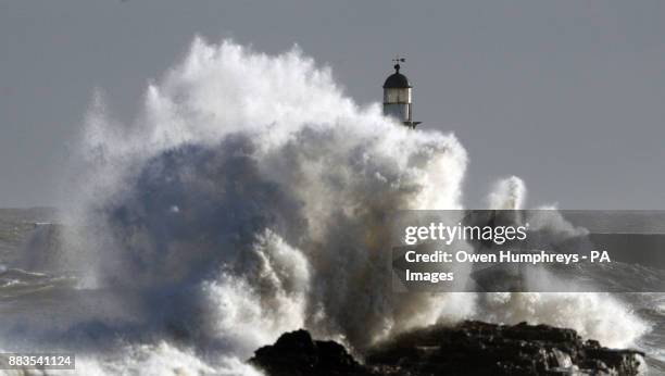 Huge waves on the north east coast at Seaham, as Britons woke up to slightly warmer temperatures - with forecasters saying the current cold spell is...