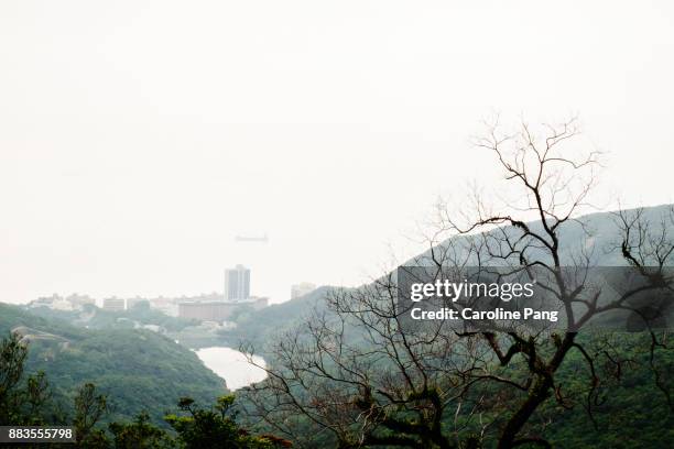 hazy sky in hong kong. - caroline pang stockfoto's en -beelden