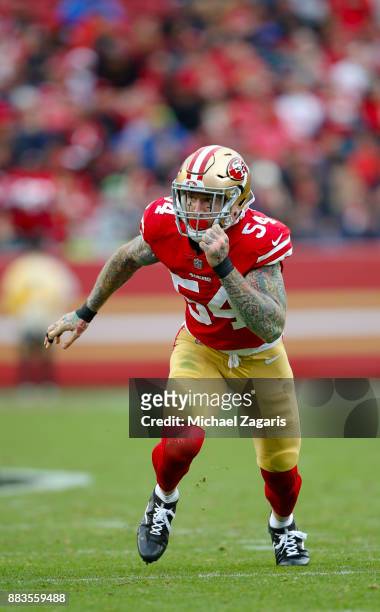 Cassius Marsh of the San Francisco 49ers rushes the quarterback during the game against the Seattle Seahawks at Levi's Stadium on November 26, 2017...