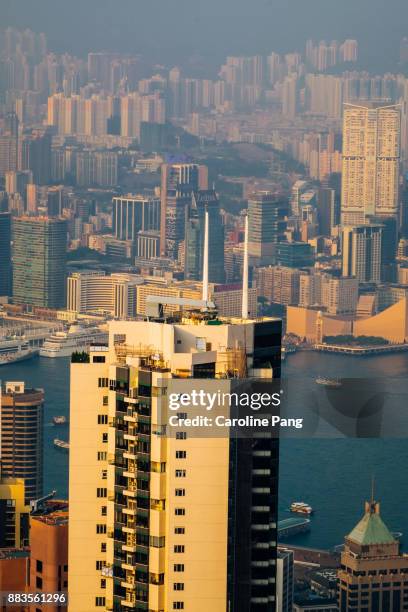 commercial and residential buildings in hong kong. - caroline pang stock pictures, royalty-free photos & images