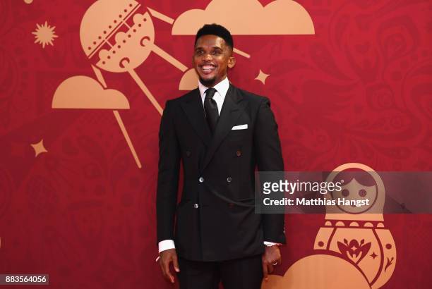 Samuel Eto'o arrives prior to the Final Draw for the 2018 FIFA World Cup Russia at the State Kremlin Palace on December 1, 2017 in Moscow, Russia.