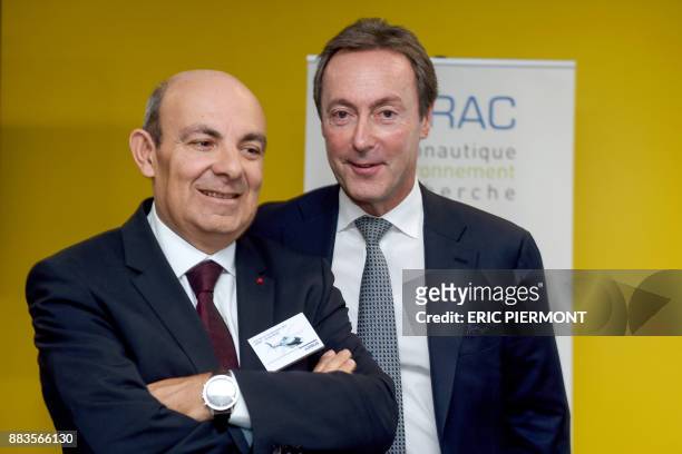 Airbus COO and President Commercial Aircraft, Fabrice Bregier and Dassault Aviation Chief Executive and French Aerospace Industry Association GIFAS...