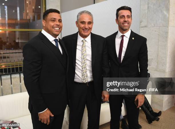 Ronaldo Tite, Manager of Brazil and Edu Gaspar arrives prior to the Final Draw for the 2018 FIFA World Cup Russia at the State Kremlin Palace on...