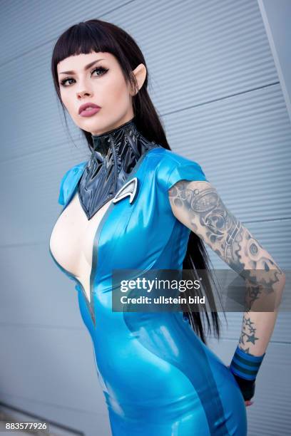 Cosplayer Vera Bambi from Niagara Falls, Canada as female Latex-version of Spock of "Star Trek" at the Comic-Con.