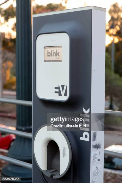 An electric vehicle charging station operated by Blink for electric cars at Balboa Park.