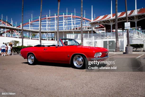 Vintage 1965 Chevrolet Corvair convertible at Belmont Park?s Father?s Day Car Show in Mission Beach.