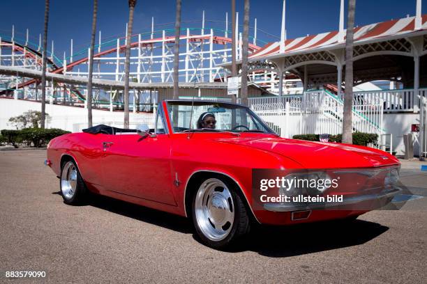 Vintage 1965 Chevrolet Corvair convertible at Belmont Park?s Father?s Day Car Show in Mission Beach.