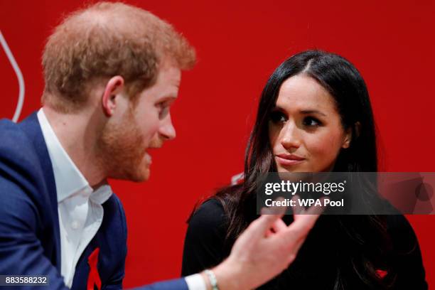 Prince Harry and his fiancee US actress Meghan Markle visit the Terrence Higgins Trust World AIDS Day charity fair at Nottingham Contemporary on...