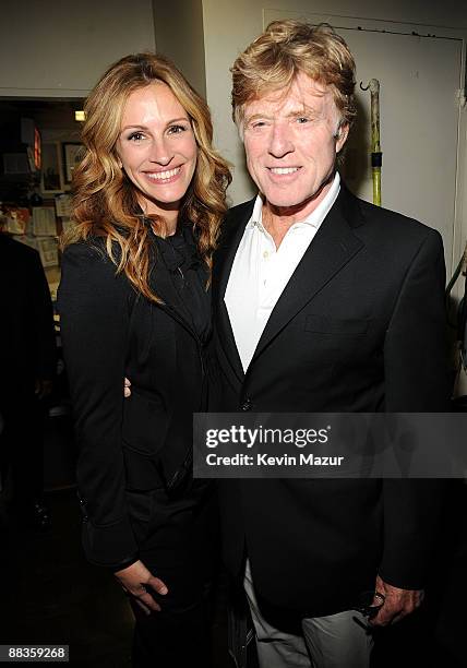 Julia Roberts and Robert Redford attend the celebration of Paul Newman's Hole in the Wall Camps at Avery Fisher Hall at Lincoln Center for the...