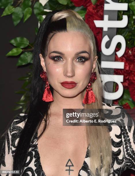 Make-up artist Mynxii attends the Land of distraction Launch event at Chateau Marmont on November 30, 2017 in Los Angeles, California.