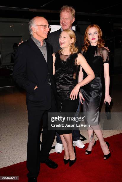 Actors Larry David, Patricia Clarkson, Ed Begley Jr. And Evan Rachel Wood attend the premiere of "Whatever Works" at the Pacfic Design Center on June...
