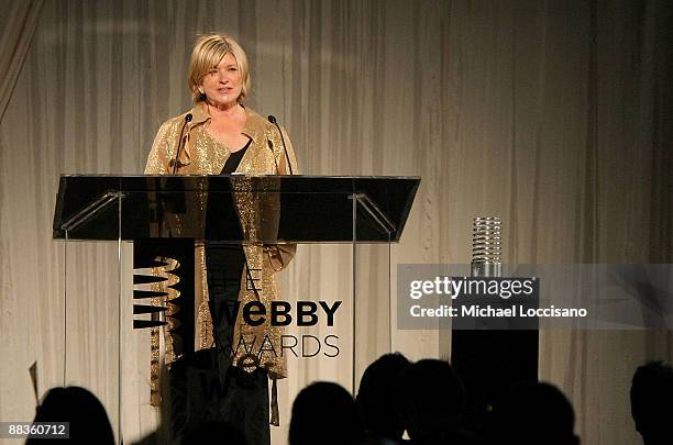 Personality Martha Stewart presents the Breakout Webby of the Year during the 13th Annual Webby Awards at Cipriani Wall Street on June 8, 2009 in New...