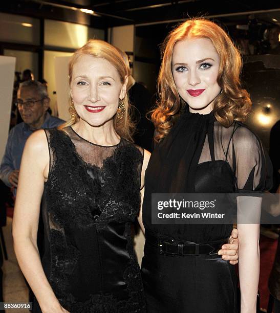 Actors Patricia Clarkson and Evan Rachel Wood pose at the premiere of Sony Pictures Classics' "Whatever Works" at the Pacific Design Center on June...