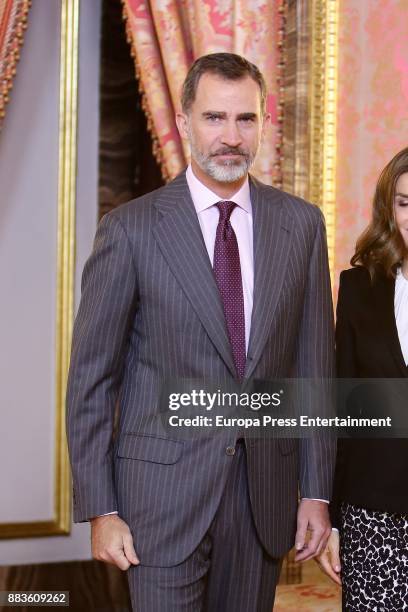 King Felipe VI of Spain attends a meeting with 'Princesa de Girona' Foundation members at the Royal Palace on December 1, 2017 in Madrid, Spain.