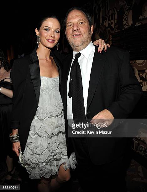 Georgina Chapman and Harvey Weinstein backstage at the 63rd Annual Tony Awards at Radio City Music Hall on June 7, 2009 in New York City.