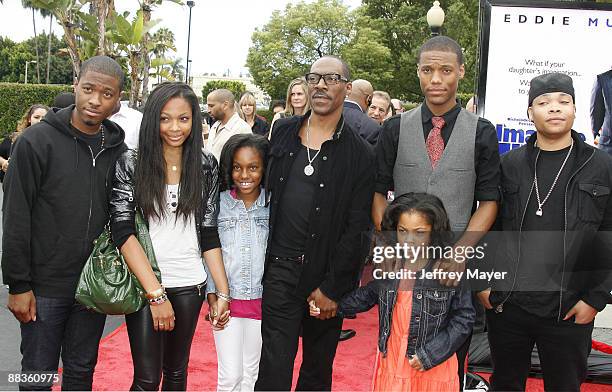 Actor Eddie Murphy and family arrive at the Los Angeles premiere of "Imagine That" at the Paramount Theater on the Paramount Studios lot on June 6,...