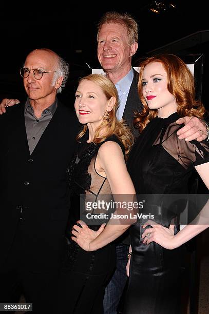 Actors Larry David, Patricia Clarkson, Ed Begley Jr. And Evan Rachel Wood attend the premiere of "Whatever Works" at the Pacfic Design Center on June...