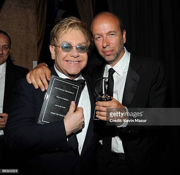 Elton John backstage at the 63rd Annual Tony Awards at Radio City Music Hall on June 7, 2009 in New York City.