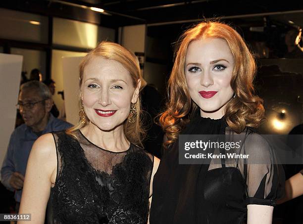 Actors Patricia Clarkson and Evan Rachel Wood pose at the premiere of Sony Pictures Classics' "Whatever Works" at the Pacific Design Center on June...