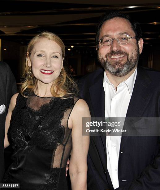 Actress Patricia Clarkson and Sony Pictures Clasic's Michael Barker pose at the premiere of Sony Pictures Classics' "Whatever Works" at the Pacific...