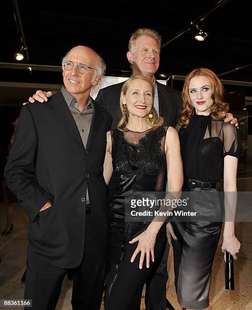 Actors Larry David, Ed Begley Jr., Patricia Clarkson and Evan Rachel Wood pose at the premiere of Sony Pictures Classics' "Whatever Works" at the...