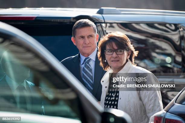 Gen. Michael Flynn, former national security adviser to US President Donald Trump, arrives at Federal Court December 1, 2017 in Washington, DC....