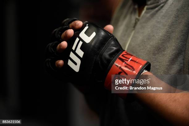 Sijara Eubanks prepares to enter the Octagon before facing Roxanne Modafferi during the filming of The Ultimate Fighter: A New World Champion at the...