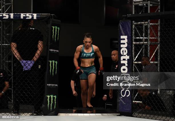 Sijara Eubanks enters the Octagon before facing Roxanne Modafferi during the filming of The Ultimate Fighter: A New World Champion at the UFC TUF Gym...