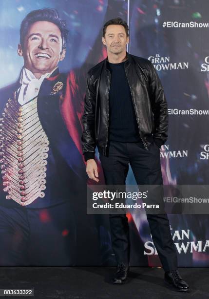 Australian actor Hugh Jackman attends the 'The Greatest Showman' photocall at Villamagna hotel on December 1, 2017 in Madrid, Spain.