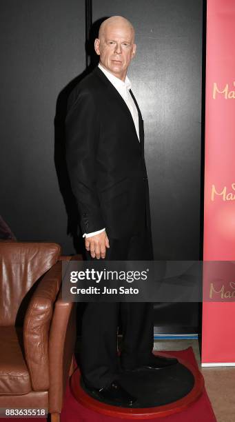 Bruce Willis wax figure is displayed at Madam Tasseau Tokyo booth during the opening day of Tokyo Comic Con at Makuhari Messe on December 1, 2017 in...