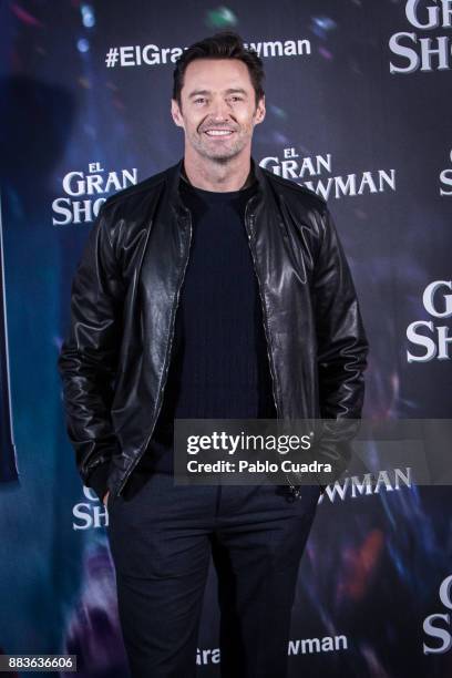 Actor Hugh Jackman attends 'The Greatest Showman' photocall at the Villa Magna Hotel on December 1, 2017 in Madrid, Spain.