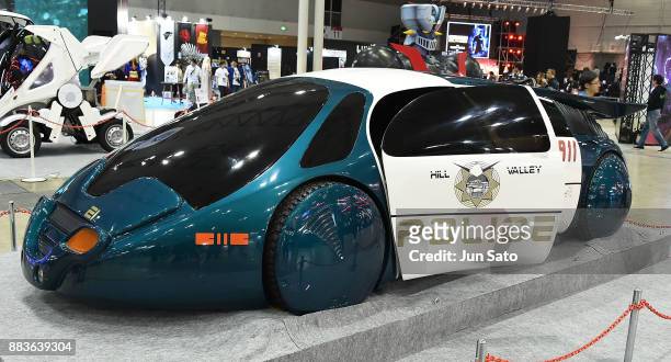 The display model of 2015 Hill Valley Police Cruiser is seen during the opening day of Tokyo Comic Con at Makuhari Messe on December 1, 2017 in...