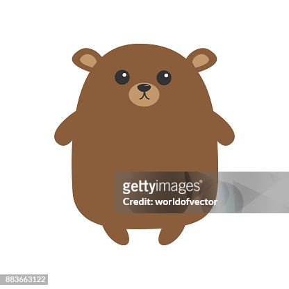 Grizzly Brown Bear Cute Cartoon Funny Kawaii Character Forest Baby Animal  Collection White Background Isolated Flat Design High-Res Vector Graphic -  Getty Images