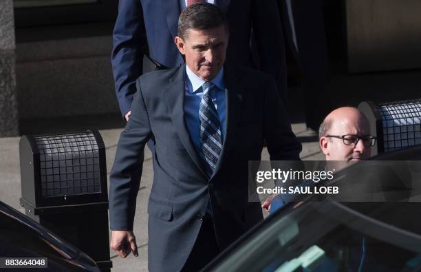 Gen. Michael Flynn, former national security adviser to US President Donald Trump, leaves Federal Court in Washington, DC, December 1, 2017. Donald...