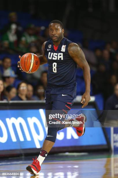 Donald Sloan of Team USA dribbles the ball during the game against Team Mexico during the FIBA World Cup America Qualifiers on November 20, 2017 at...