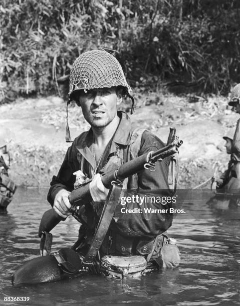 American actor Will Hutchins as Chowhound in a scene from the film 'Merrill's Marauders', 1962. The movie was filmed on location in the Philippines.