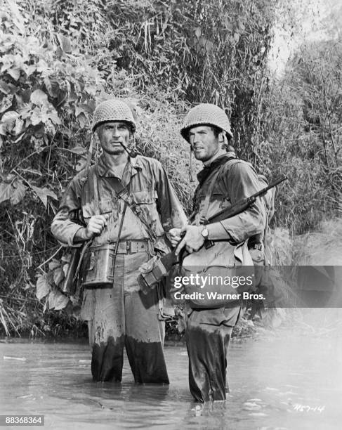 American actor Jeff Chandler as Brigadier General Frank D. Merrill in a scene from the film 'Merrill's Marauders', 1962. The movie was filmed on...