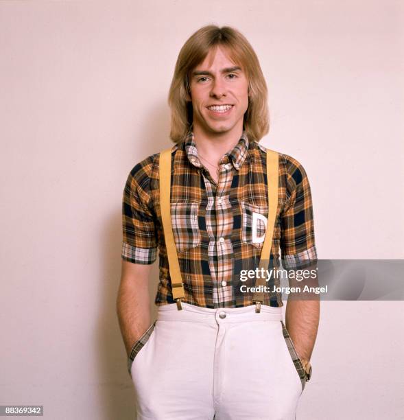 Derek Longmuir of pop group the Bay City Rollers poses in October 1975 in Aarhus, Denmark.