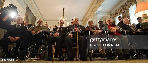 Thomas Watters, Lou Kenton, Joseph Kahn, Sam Lesser, Penny Feiwel, Jack Edwards and Paddy Cochrane are pictured at the Spanish embassy in west London...