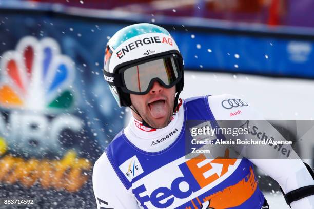 Vincent Kriechmayr of Austria celebrates during the Audi FIS Alpine Ski World Cup Men's Super G on December 1, 2017 in Beaver Creek, Colorado.