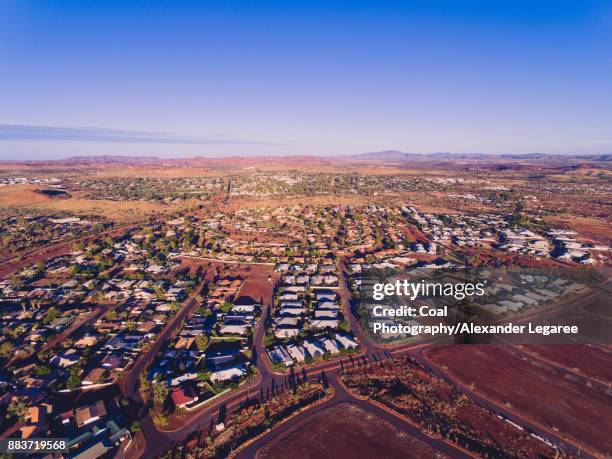 aerial of newman, australia - town stock pictures, royalty-free photos & images