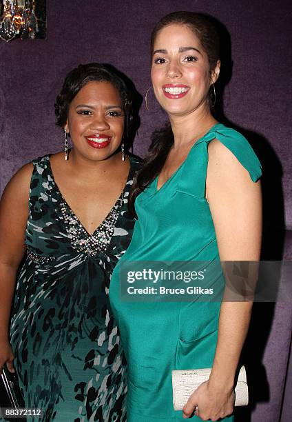 Chandra Wilson and Ana Ortiz attend the after party for Wilson's debut performance in "Chicago" on Broadway at The Gates on June 8, 2009 in New York...