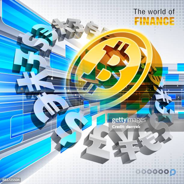 global finance bitcoin - taiwanese currency stock illustrations