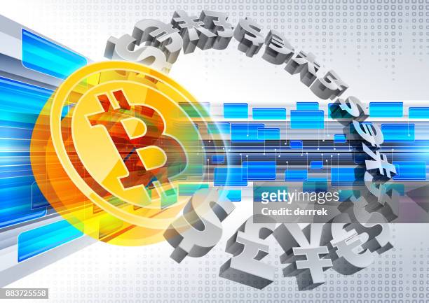 global finance bitcoin - taiwanese currency stock illustrations