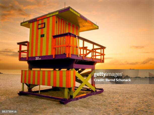 miami beach lifeguard station - bernd schunack stock pictures, royalty-free photos & images