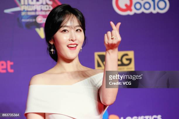 Television host Shin A-young attends 2017 Mnet Asian Music Awards at Asia World-Expo on December 1, 2017 in Hong Kong, Hong Kong.