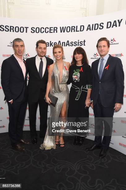 Tommy Clark, Seb Bishop, Rachel Riley, Davina McCall and Gregg Lemkau attend the World Aids Day Charity Gala aimed at using football to educate and...