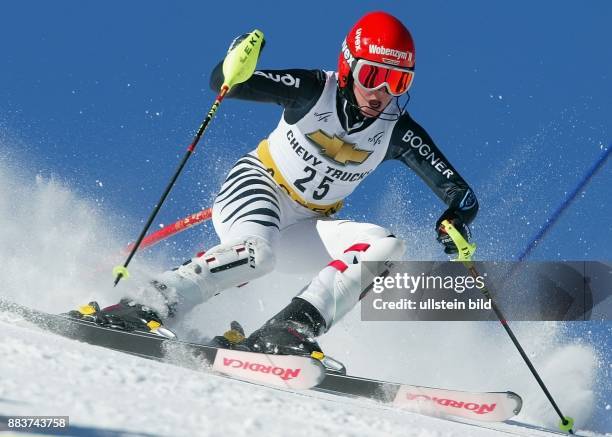 Sportlerin, Ski Alpin, D Weltcup in Aspen, Slalom, in Aktion